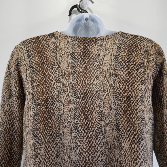 August Silk Brown and Black Print 100% Silk Stretch Knit Top Size M - Picture 7 of 9
